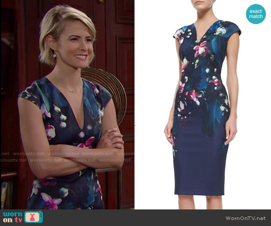 Ted Baker 'Antonya' Floral Sheath Dress worn by Caroline Spencer (Linsey Godfrey) on The Bold and the Beautiful