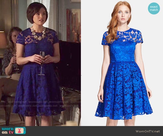 Ted Baker Caree Lace Fit & Flare Dress worn by Heather Chandler (Nicole Gale Anderson) on Beauty and the Beast