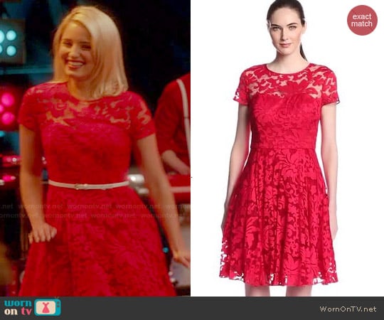 Ted Baker Caree Lace Dress in Red worn by Quinn Fabray (Dianna Agron) on Glee