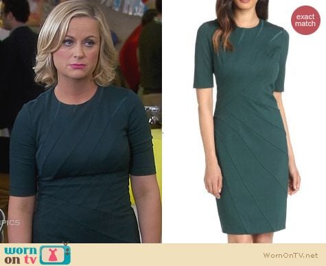 Ted Baker Corie Dress in Dark Green worn by Amy Poehler on Parks & Rec