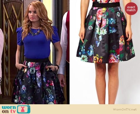 Ted Baker Full Skirt in All Over Floral Print worn by Debby Ryan on Jessie