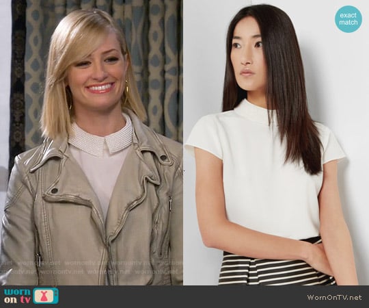 Ted Baker 'Hellia' Embellished Collar Top worn by Caroline Channing (Beth Behrs) on 2 Broke Girls