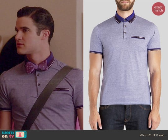 Ted Baker Kyroe Oxford Polo Shirt in Purple worn by Darren Criss on Glee