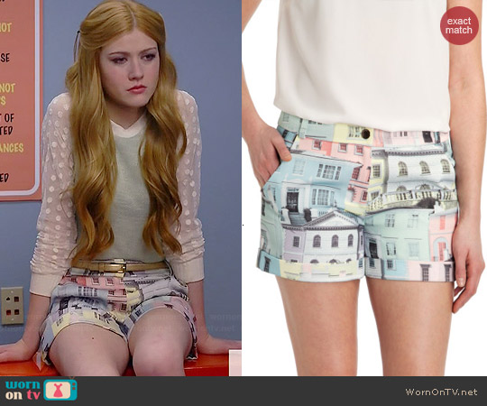 Ted Baker Regency Houses Print Shorts worn by Katherine McNamara on Happyland