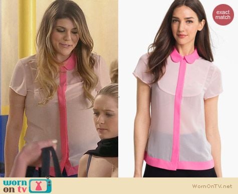 Ted Baker Pink Crepe Peter Pan Collar top worn by Molly Tarlov on Awkward