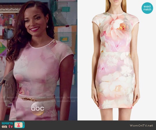 Ted Baker Quaro Rose on Canvas Fitted Dress worn by April Malloy (Rochelle Aytes) on Mistresses