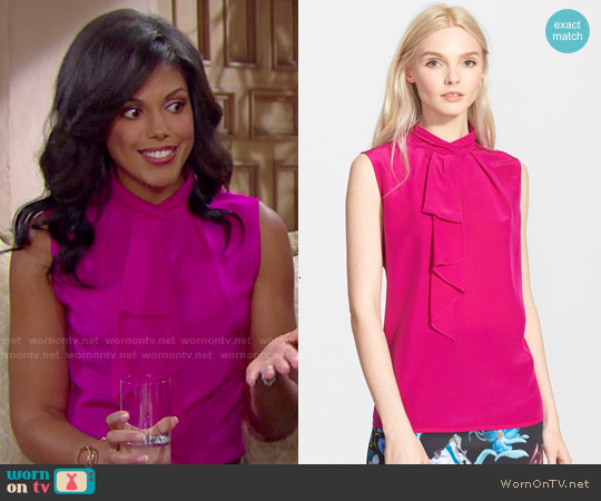 Ted Baker Syna Top in Mid-Pink worn by Maya Avant (Karla Mosley) on The Bold and the Beautiful