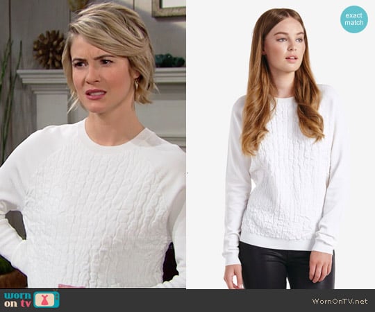 Ted Baker Umay Croc Effect Sweater worn by Caroline Spencer (Linsey Godfrey) on The Bold and the Beautiful