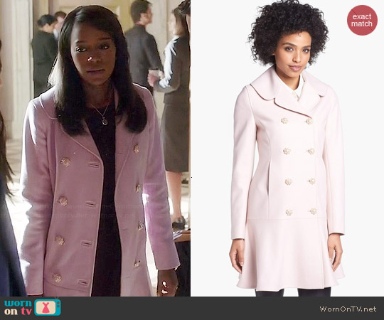 Ted Baker Wool Blend Peplum Hem Coat worn by Aja Naomi King on HTGAWM