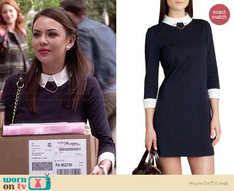 Ted Baker Wubty Contrast Collar Dress worn by Janel Parrish on PLL