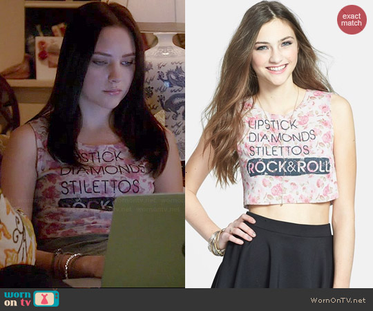 Ten Sixty Sherman Lipstick & Diamonds Crop Tank worn by Haley Ramm on Chasing Life