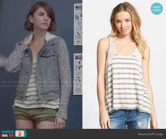 Ten Sixty Sherman Stripe Crochet Inset Tank worn by Malia Tate (Shelley Hennig) on Teen Wolf