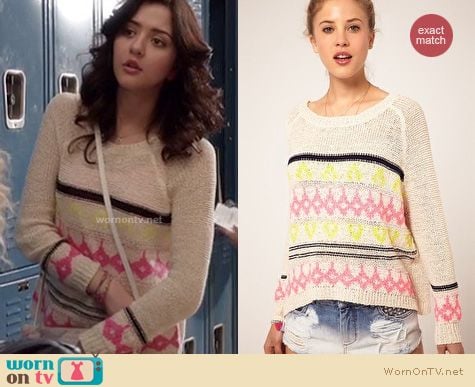 The Carrie Diaries Fashion: ASOS River Island neon aztec jumper worn by Katie Findlay