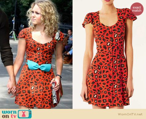 The Carrie Diaries Fashion: Topshop Animal print open back tea dress worn by AnnaSophia Robb