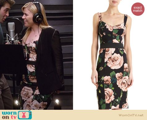 The Crazy Ones Fashion: Dolce & Gabbana Rose Print Bustier Dress worn by Kelly Clarkson