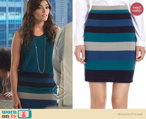 The Crazy Ones Fashion: Jonathan Simkhai Striped Skirt worn by Amanda Setton