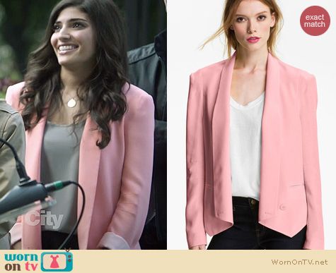 The Crazy Ones Fashion: Rebecca Minkoff Becky Jacket in pink worn by