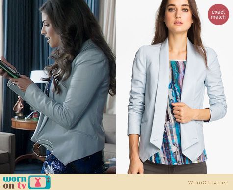 The Crazy Ones Fashion: Rebecca Minkoff Becky jacket in blue leather worn by Amanda Setton