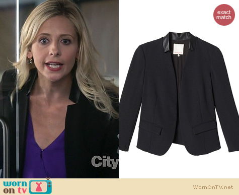 The Crazy Ones Fashion: Rebecca Taylor Leather Trim Blazer worn by Sarah Michelle Gellar