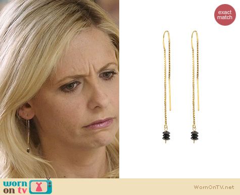 The Crazy Ones Jewelry: Peggy Li Black Diamond Threaded Earrings worn by Sarah Michelle Gellar