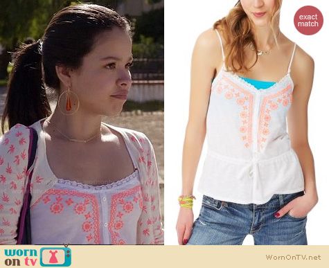 The Fosters Fashion: Aeropostale neon embroidered cardigan worn by Cierra Ramirez