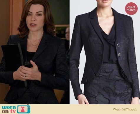 The Good Wife Fashion: Escada Pleated Cutaway Jacket worn by Julianna Margulies