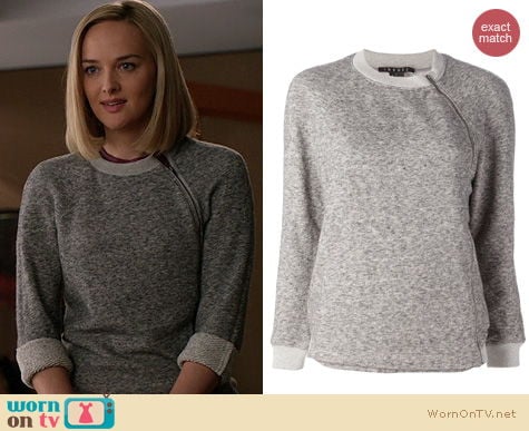 The Good Wife Fashion: Theory Side Zip Sweatshirt worn by Jess Weixler