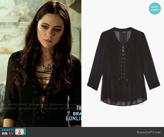 The Kooples Chiffon Lace Detail Blouse worn by Princess Eleanor (Alexandra Park) on The Royals