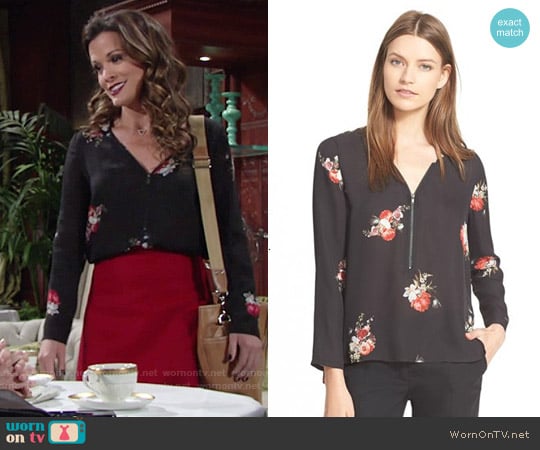 The Kooples Floral Print Crepe de Chine Blouse worn by Chelsea Lawson (Melissa Claire Egan) on The Young and the Restless