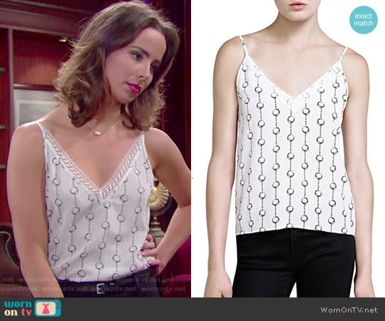 The Kooples Handcuffs Print Lace Trim Cami worn by Ivy Forrester (Ashleigh Brewer) on The Bold and the Beautiful