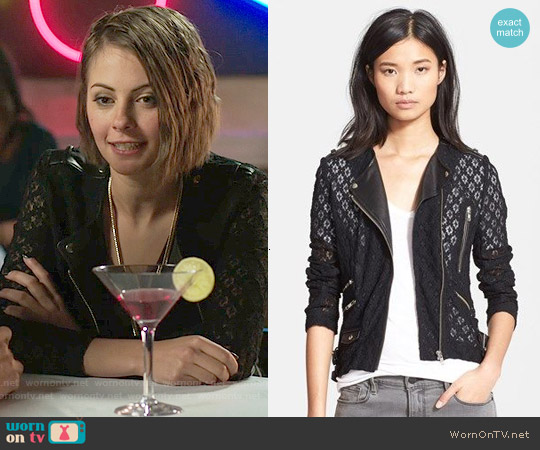 The Kooples Lace & Leather Jacket worn by Thea Queen (Willa Holland) on Arrow