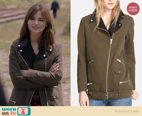 The Kooples Leather Detail Canvas Parka worn by Jenna Coleman on Doctor Who