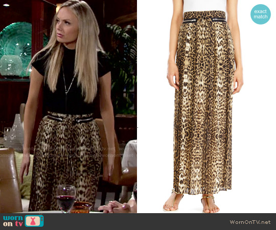 The Kooples Leopard Accordion Maxi Skirt worn by Abby Newman (Melissa Ordway) on The Young and the Restless