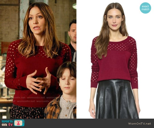 The Kooples Red Cutout Pullover worn by Paige Dineen (Katharine McPhee) on Scorpion