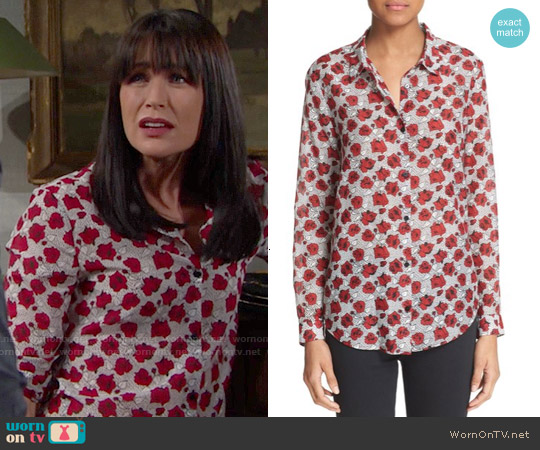 The Kooples Rose Print Cotton & Silk Shirt worn by Quinn Fuller (Rena Sofer) on The Bold and the Beautiful