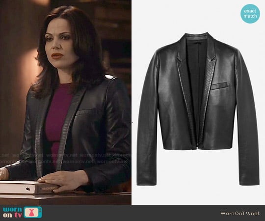 The Kooples Short Leather Jacket worn by Regina Mills (Lana Parrilla) on Once Upon A Time