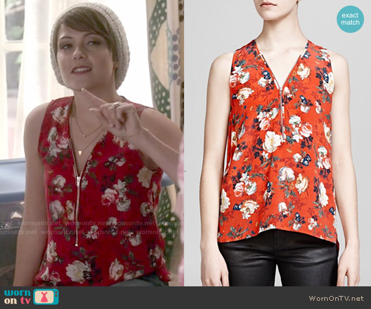 The Kooples Spring Flower Print Silk Crepe de Chine worn by April Carver (Italia Ricci) on Chasing Life