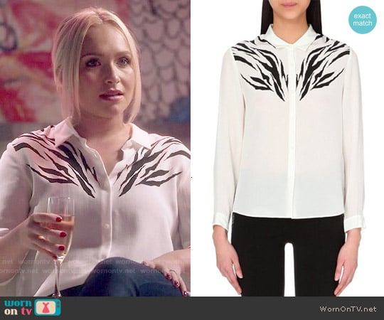 The Kooples Zebra-Print Silk Boyfriend Shirt worn by Juliette Barnes (Hayden Panettiere) on Nashville