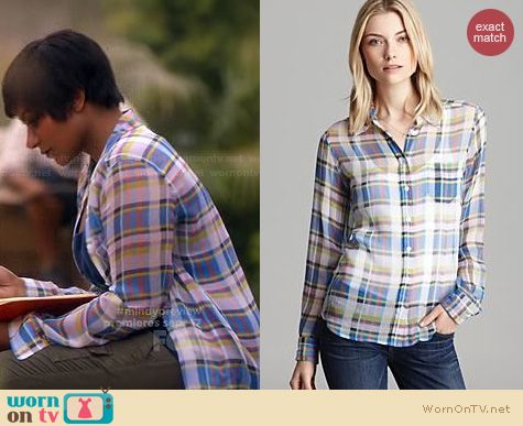 The Mindy Project Fashion: Equipment Brett shirt in Shadowplay plaid worn by Mindy Kaling