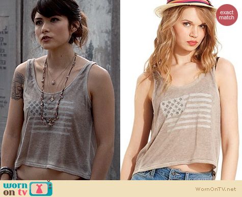 The Originals Fashion: Jessica Simpson Flag print Crop Top worn by Daniella Pineda