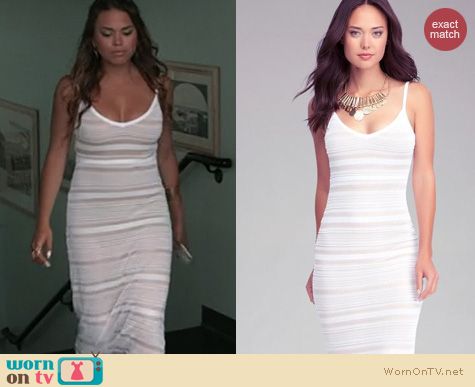 The Vineyard Fashion: Bebe Mixed Stitch Halter dress worn by Sophi Alvarez