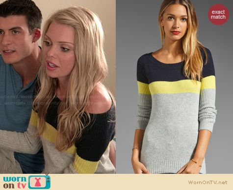 The Vineyard Fashion: Central Park West Canarise Colorblocked Sweater worn by Emily Burns