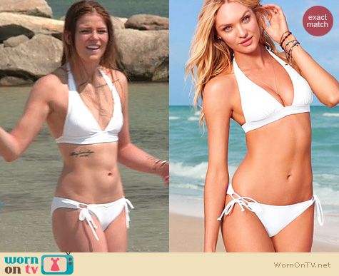 The Vineyard Swimwear: Victoria's Secret Pushup Bikini in white worn by Cat Todd