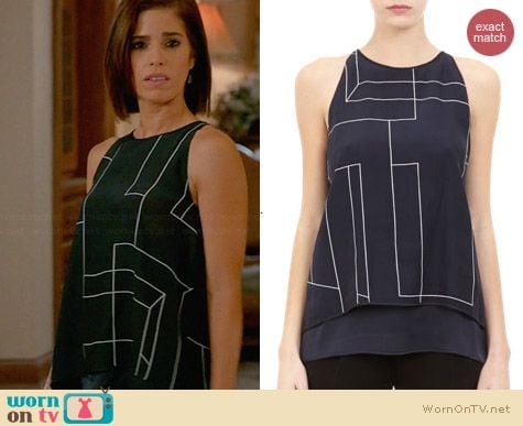 Theory Lyalka Line Print Tank worn by Ana Ortiz on Devious Maids