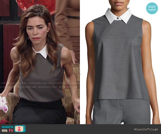 Theory Audressa Top worn by Victoria Newman (Amelia Heinle) on The Young and the Restless