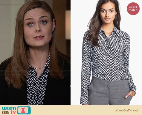 Theory Cully Shirt in Houndstooth Print worn by Emily Deschanel on Bones