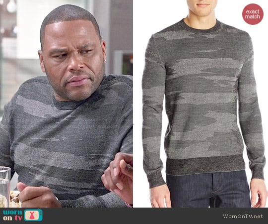 Theory Asli Geyser Camouflage Sweater worn by Andre Johnson (Anthony Anderson) on Black-ish