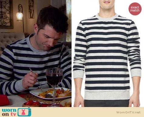 Theory Jove Eclipse Stripe Sweater worn by Adam Scott on Parks & Rec