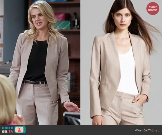 Theory Lanai Blazer in Oatmeal worn by Eliza Coupe on Benched