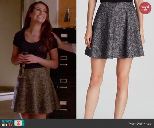 Theory Merlock Donegal Tweed Skirt worn by Rachel Berry (Lea Michele) on Glee